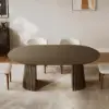 Modern 47"-79" Extendable Smoky Brown Wood Dining Table with Fluted Base, Seats 4-6