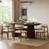 Modern 47"-79" Extendable Smoky Brown Wood Dining Table with Fluted Base, Seats 4-6