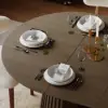 Modern 47"-79" Extendable Smoky Brown Wood Dining Table with Fluted Base, Seats 4-6