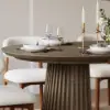 Modern 47"-79" Extendable Smoky Brown Wood Dining Table with Fluted Base, Seats 4-6