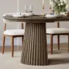 Modern 47"-79" Extendable Smoky Brown Wood Dining Table with Fluted Base, Seats 4-6