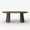 Modern 47"-79" Extendable Smoky Brown Wood Dining Table with Fluted Base, Seats 4-6