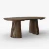 Modern 47"-79" Extendable Smoky Brown Wood Dining Table with Fluted Base, Seats 4-6