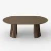 Modern 47"-79" Extendable Smoky Brown Wood Dining Table with Fluted Base, Seats 4-6