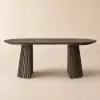 Modern 47"-79" Extendable Smoky Brown Wood Dining Table with Fluted Base, Seats 4-6