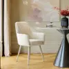 Modern Warm White Velvet Dining Chair with Cushioned Seat, 2 Pieces