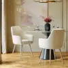 Modern Warm White Velvet Dining Chair with Cushioned Seat, 2 Pieces