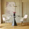 Modern Warm White Velvet Dining Chair with Cushioned Seat, 2 Pieces