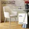 Modern Warm White Velvet Dining Chair with Cushioned Seat, 2 Pieces