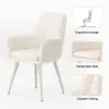 Modern Warm White Velvet Dining Chair with Cushioned Seat, 2 Pieces