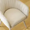 Modern Warm White Velvet Dining Chair with Cushioned Seat, 2 Pieces