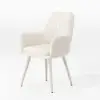 Modern Warm White Velvet Dining Chair with Cushioned Seat, 2 Pieces