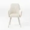 Modern Warm White Velvet Dining Chair with Cushioned Seat, 2 Pieces