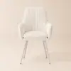 Modern Warm White Velvet Dining Chair with Cushioned Seat, 2 Pieces