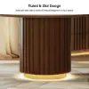 Dining Set 120 cm Round Faux Travertine Sintered Stone Dining Table with 4 Chairs