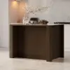 Mid-Century 51" Glossy Sintered Stone Top Kitchen Island with Storage, Smoked Brown