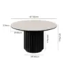 Aura 47" Round Black Faux Travertine Sintered Stone Dining Table, Fluted Base, Seats 4