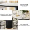 Aura 47" Round Black Faux Travertine Sintered Stone Dining Table, Fluted Base, Seats 4