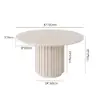 Aura 47" Round Whitewash Faux Travertine Sintered Stone Dining Table, Fluted Base, Seats 4