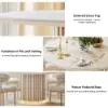 Aura 47" Round Whitewash Faux Travertine Sintered Stone Dining Table, Fluted Base, Seats 4