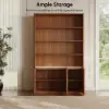 Aura 47” Ash Wood Fluted Walnut Bookcase With Sintered Stone Top