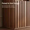 Aura 47” Ash Wood Fluted Walnut Bookcase With Sintered Stone Top