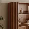 Aura 47” Ash Wood Fluted Walnut Bookcase With Sintered Stone Top