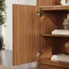 Aura 47” Ash Wood Fluted Walnut Bookcase With Sintered Stone Top