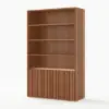 Aura 47” Ash Wood Fluted Walnut Bookcase With Sintered Stone Top