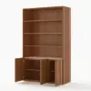 Aura 47” Ash Wood Fluted Walnut Bookcase With Sintered Stone Top