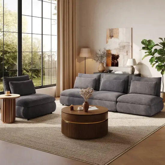 108" 4-Piece Chenille Modular Sectional Sofa with Hidden Storage – AUD-H2895