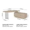 Modern 72" L-Shape Whitewash Standing Executive Desk with lifter Desktop Right Hand