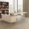 Modern 72" L-Shape Whitewash Standing Executive Desk with lifter Desktop Right Hand