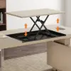 Modern 72" L-Shape Whitewash Standing Executive Desk with lifter Desktop Right Hand