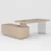 Modern 72" L-Shape Whitewash Standing Executive Desk with lifter Desktop Right Hand