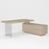 Modern 72" L-Shape Whitewash Standing Executive Desk with lifter Desktop Right Hand