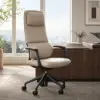 Ergonomic Grey Genuine Leather High Back Reclining Swivel Office Desk Chair