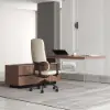 Ergonomic Grey Genuine Leather High Back Reclining Swivel Office Desk Chair