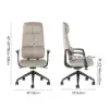Ergonomic Grey Genuine Leather High Back Reclining Swivel Office Desk Chair