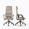 Ergonomic Grey Genuine Leather High Back Reclining Swivel Office Desk Chair