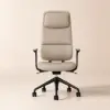 Ergonomic Grey Genuine Leather High Back Reclining Swivel Office Desk Chair