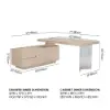 Modern 72" L-Shape Whitewash Standing Executive Desk with Lifter Desktop Left Hand