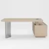 Modern 72" L-Shape Whitewash Standing Executive Desk with Lifter Desktop Left Hand
