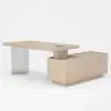 Modern 72" L-Shape Whitewash Standing Executive Desk with Lifter Desktop Left Hand