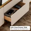 48" Ivory Saddle Leather Lift-Top Coffee Table with 2 Drawers