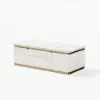 48" Ivory Saddle Leather Lift-Top Coffee Table with 2 Drawers