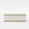 48" Ivory Saddle Leather Lift-Top Coffee Table with 2 Drawers