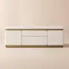 48" Ivory Saddle Leather Lift-Top Coffee Table with 2 Drawers