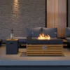 Tevara 100cm Propane Gas Fire Pit Table with Glass Propane Gas Tank Cover Table Set of 2 – AUD-H2904