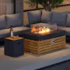Tevara 100cm Propane Gas Fire Pit Table with Glass Propane Gas Tank Cover Table Set of 2 – AUD-H2904